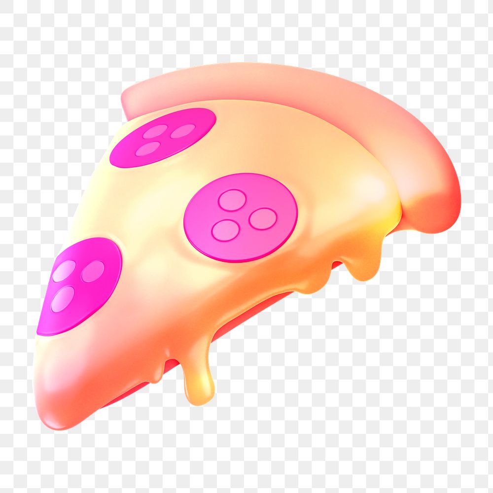 Pizza icon  png sticker, 3D neon glow, transparent background