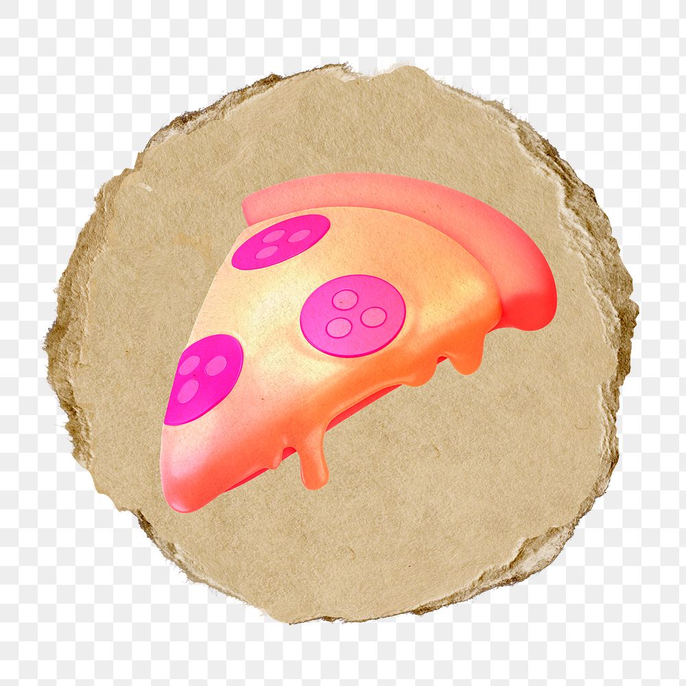 Pizza   png sticker,  3D ripped paper, transparent background