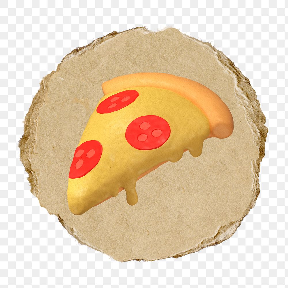 Pizza   png sticker,  3D ripped paper, transparent background