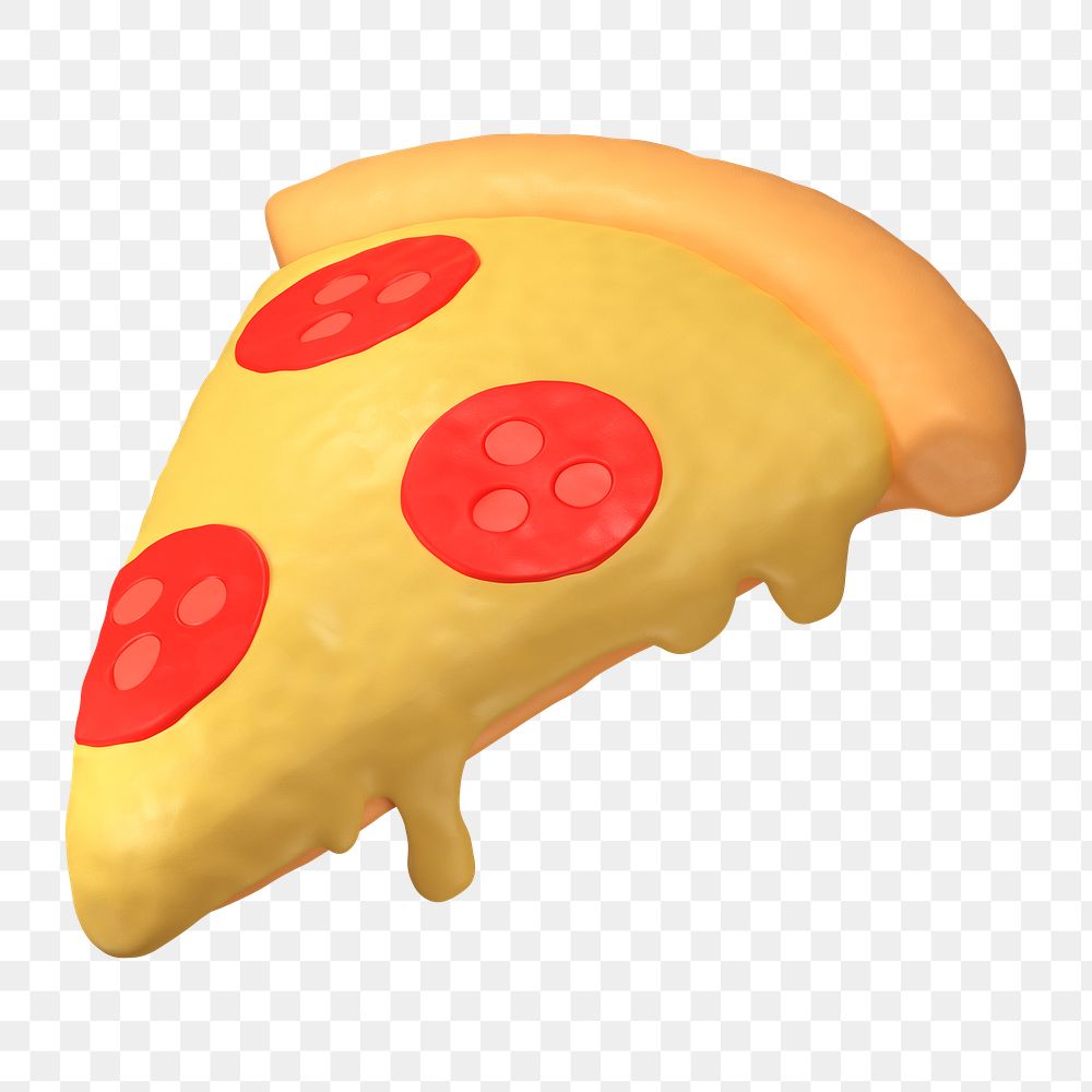 Pizza icon  png sticker, 3D clay texture design, transparent background