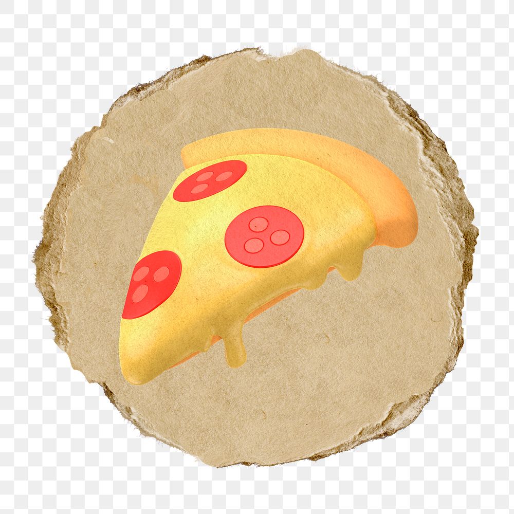 Pizza   png sticker,  3D ripped paper, transparent background