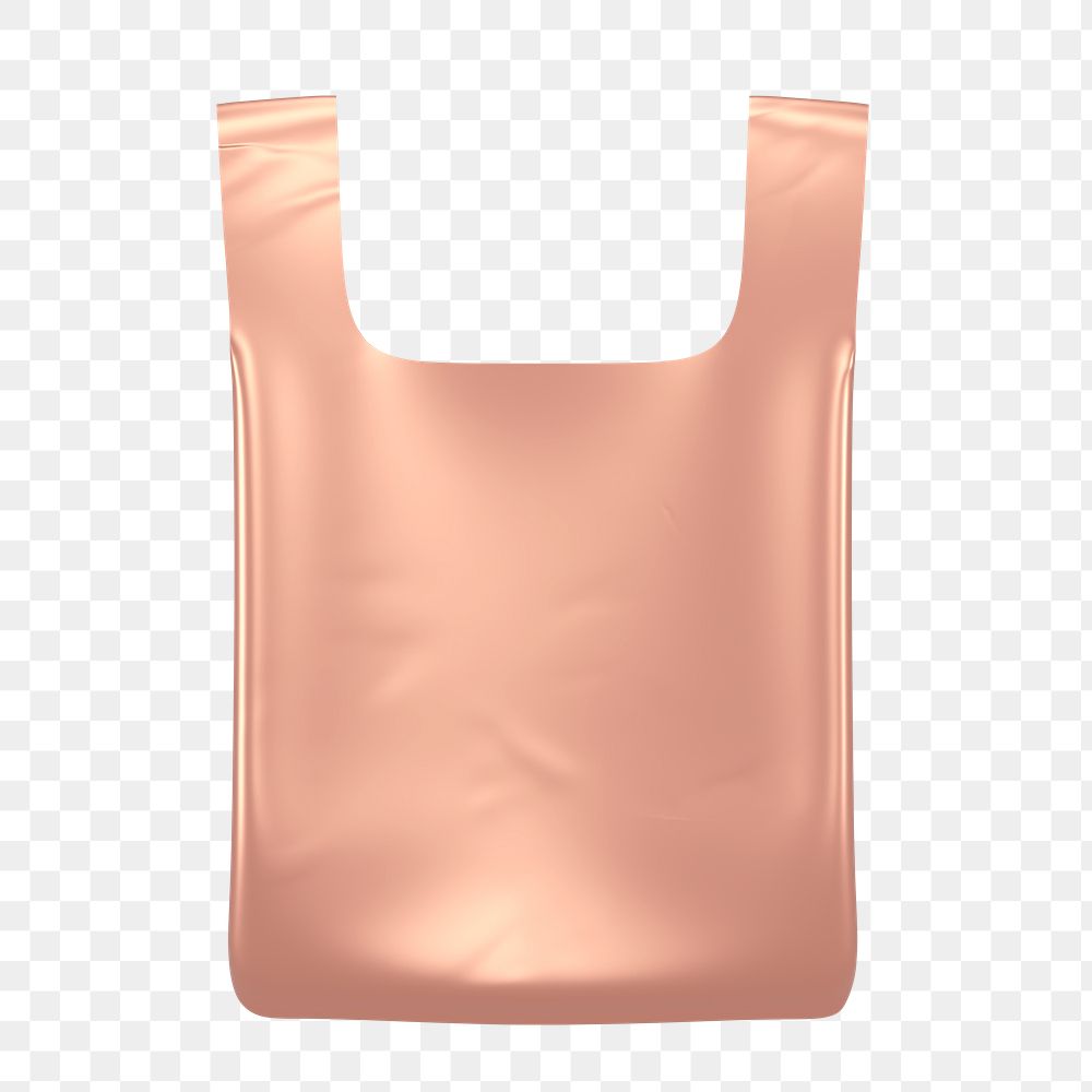 Plastic bag icon  png sticker, 3D rose gold design, transparent background