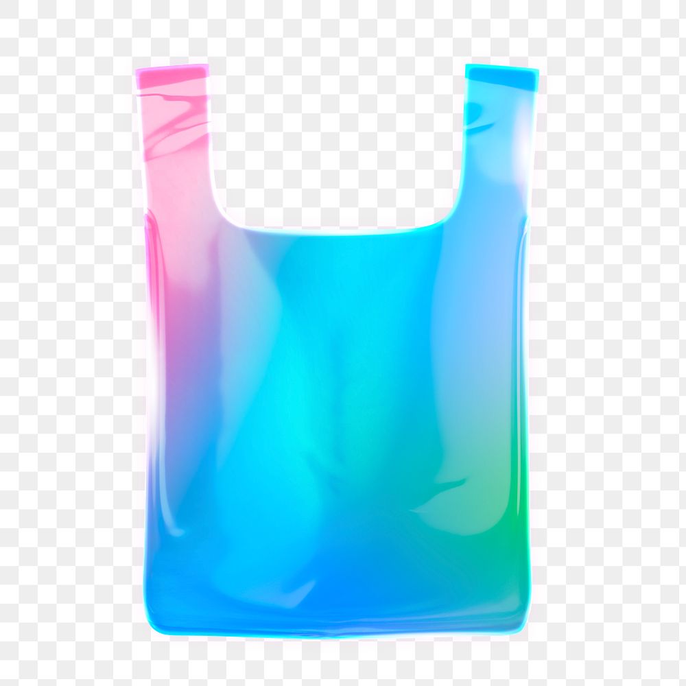 Plastic bag icon  png sticker, 3D neon glow, transparent background