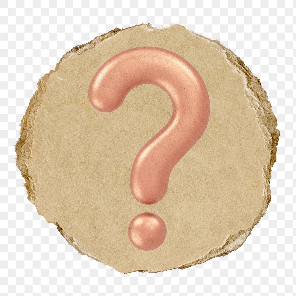 Pink question mark  png sticker,  3D ripped paper, transparent background