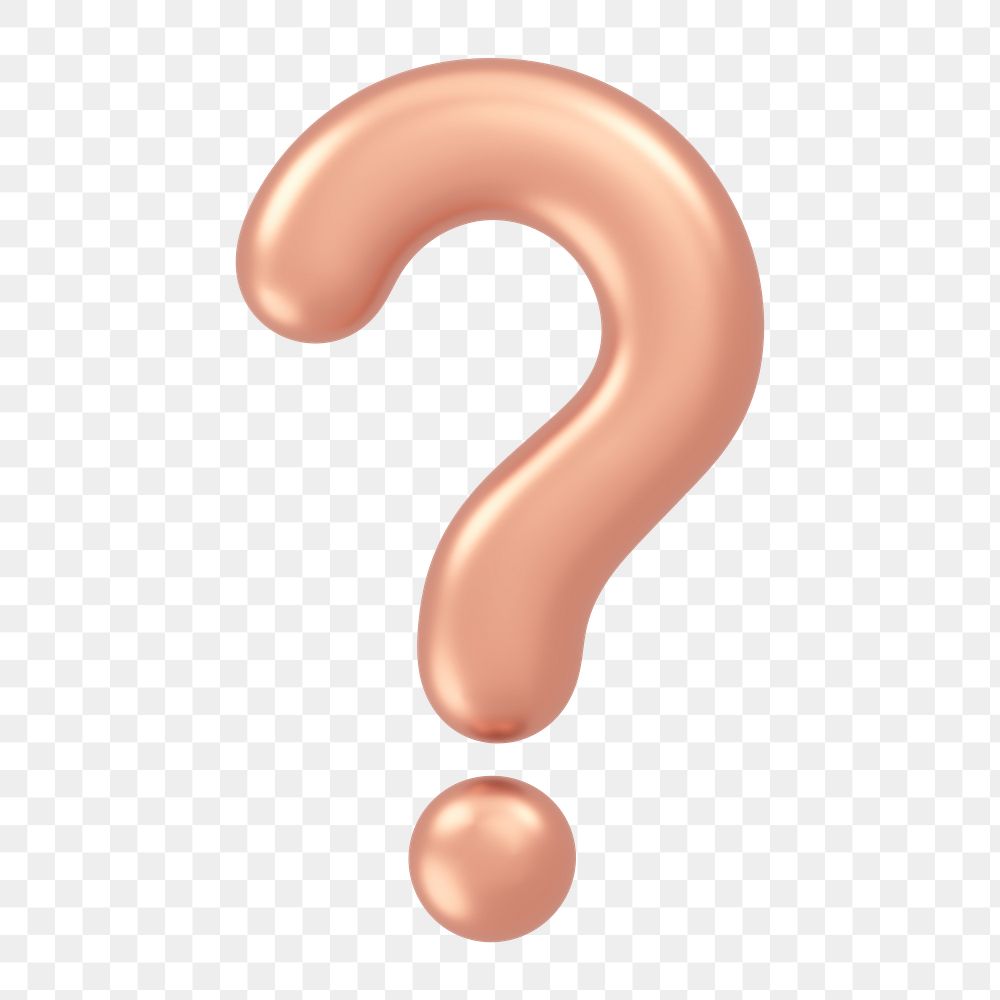 Question mark icon  png sticker, 3D rose gold design, transparent background