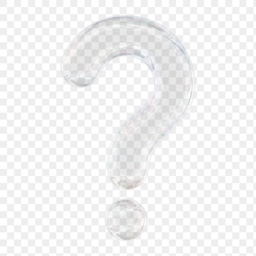 Question mark icon  png sticker, 3D crystal glass, transparent background