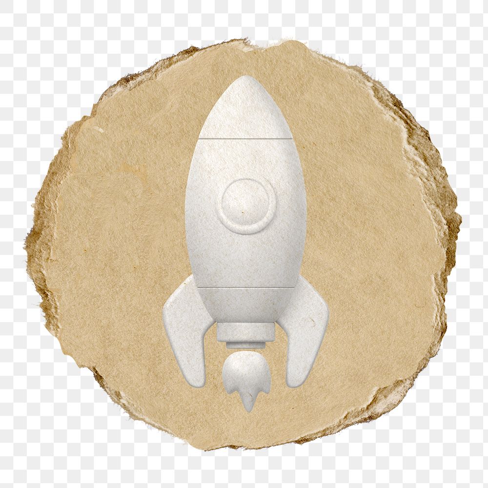 Launching rocket  png sticker,  3D ripped paper, transparent background