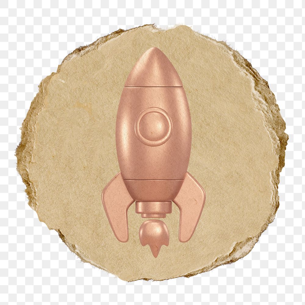 Launching rocket  png sticker,  3D ripped paper, transparent background