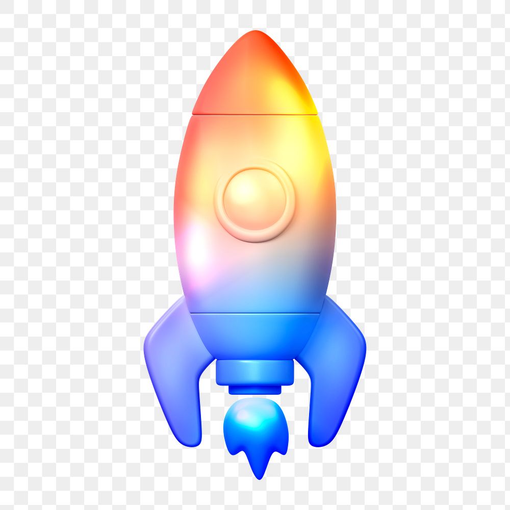 Rocket icon  png sticker, 3D neon glow, transparent background