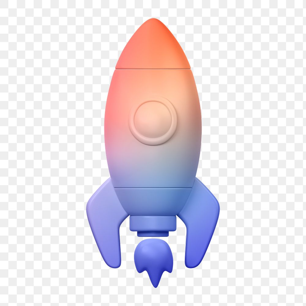 Rocket icon  png sticker, 3D gradient design, transparent background