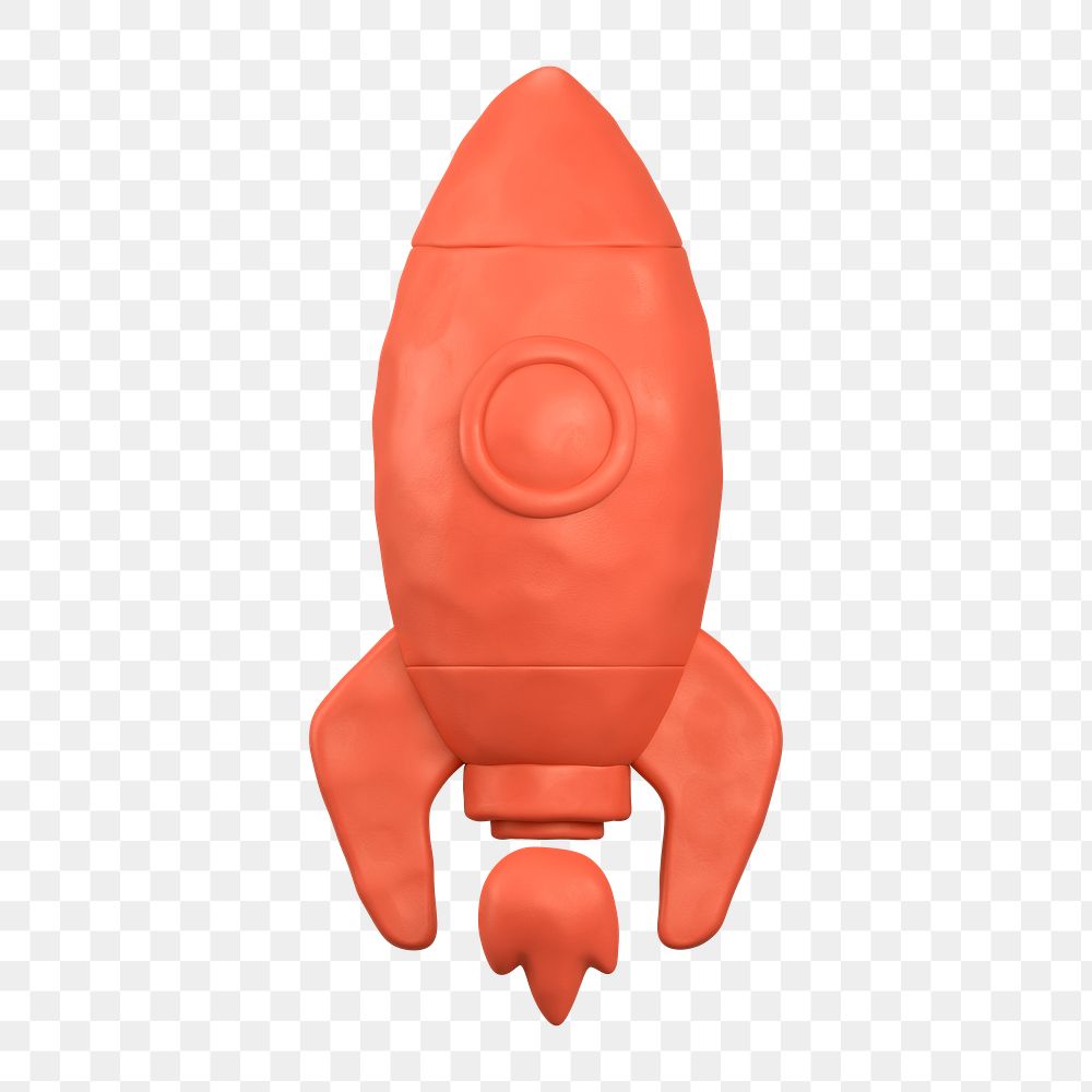 Rocket icon  png sticker, 3D clay texture design, transparent background