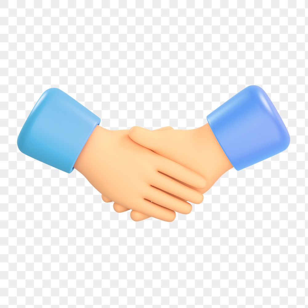 Business handshake icon  png sticker, 3D rendering illustration, transparent background