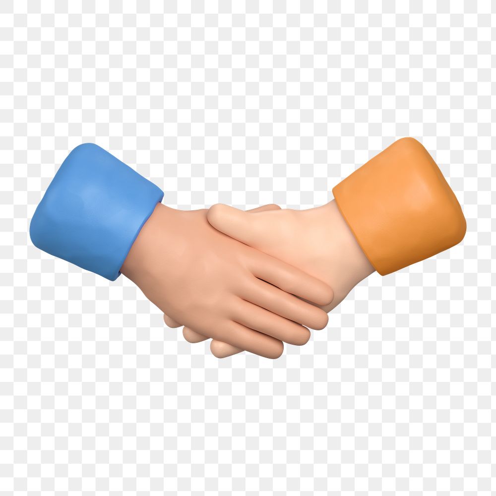 Business handshake icon  png sticker, 3D clay texture design, transparent background
