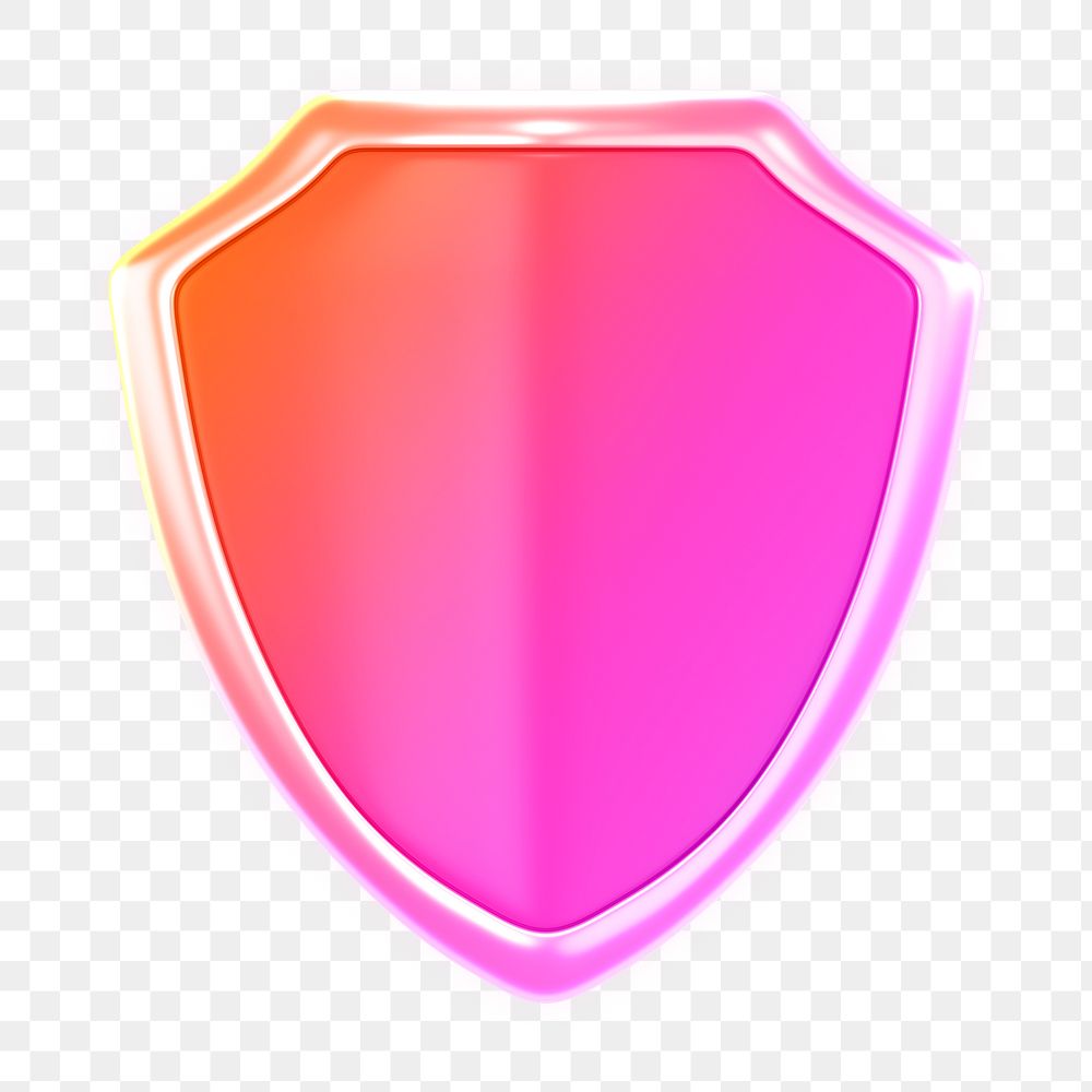 Shield icon  png sticker, 3D neon glow, transparent background