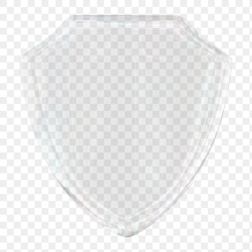 Shield icon  png sticker, 3D crystal glass, transparent background