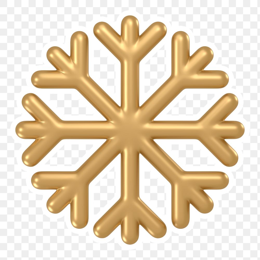 Gold snowflake  png sticker, transparent background