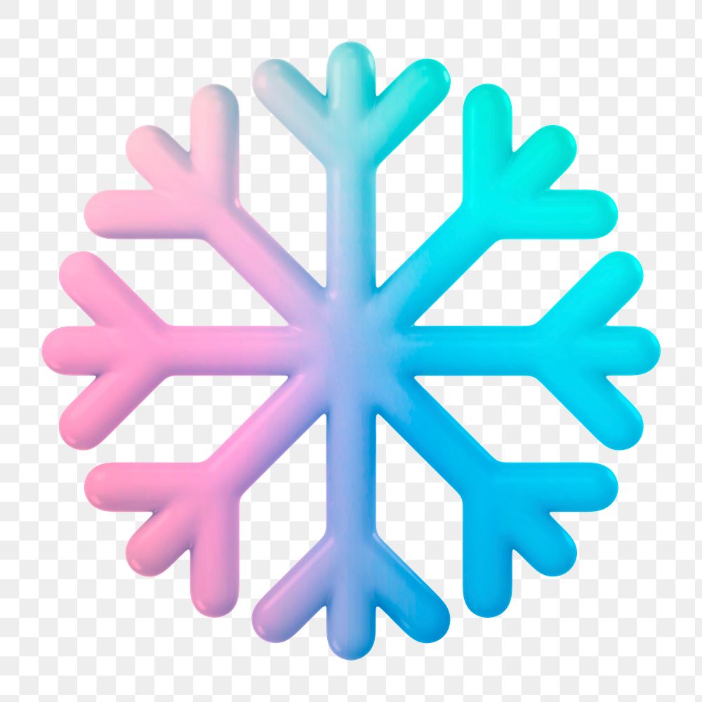 Snowflake icon  png sticker, 3D gradient design, transparent background