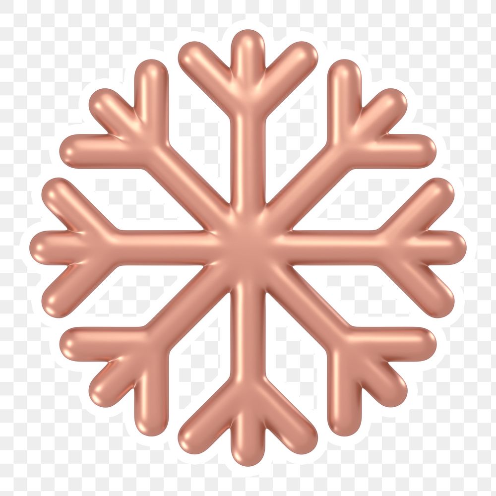 Rose gold snowflake  png sticker, transparent background