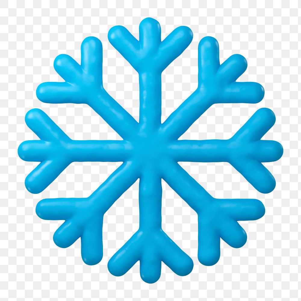 Snowflake icon  png sticker, 3D clay texture design, transparent background