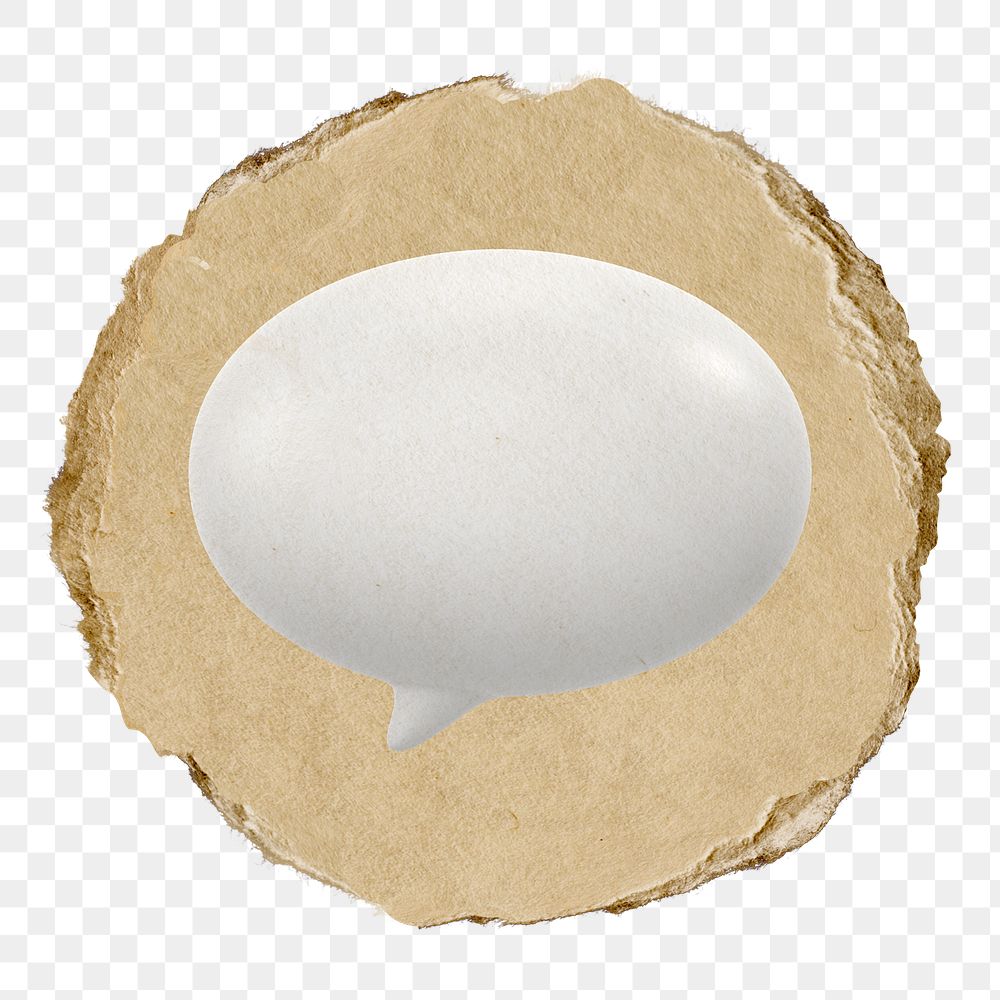 White speech bubble  png sticker,  3D ripped paper, transparent background