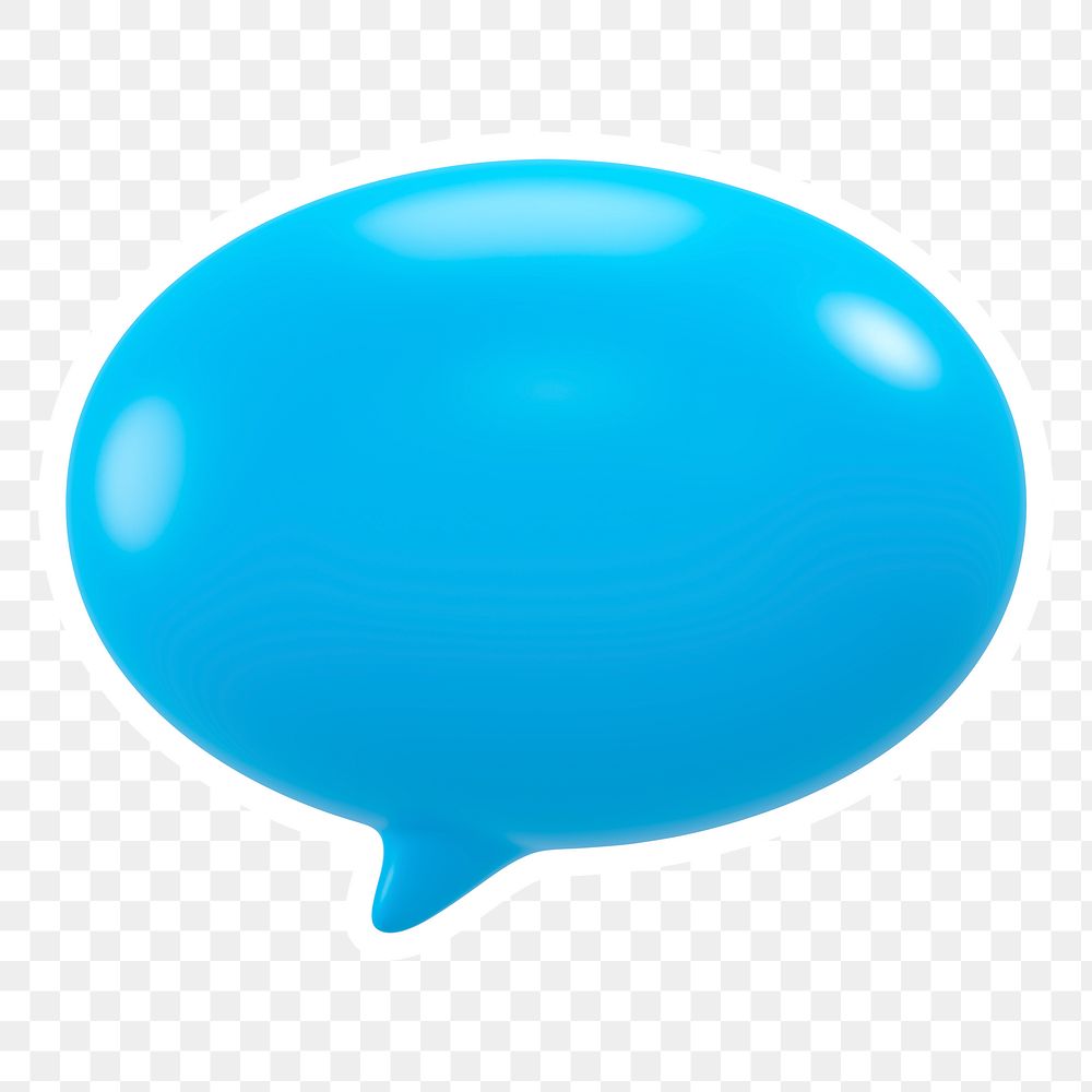 Blue speech bubble  png sticker, transparent background