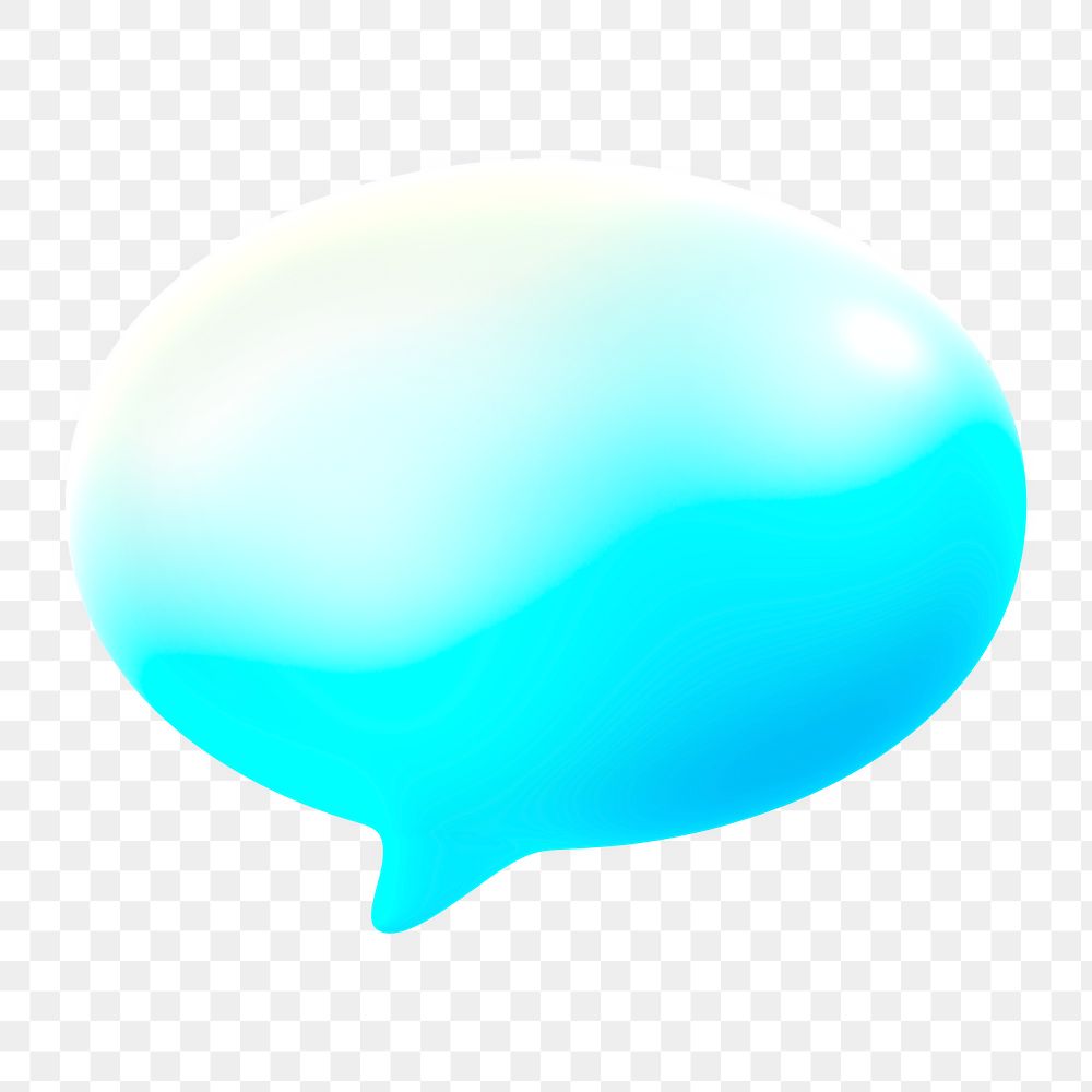 Speech bubble icon  png sticker, 3D neon glow, transparent background