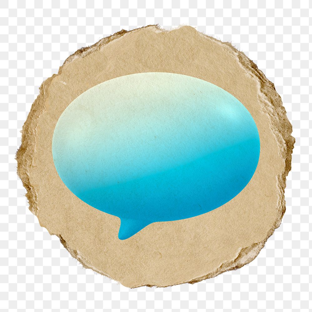 Blue speech bubble  png sticker,  3D ripped paper, transparent background