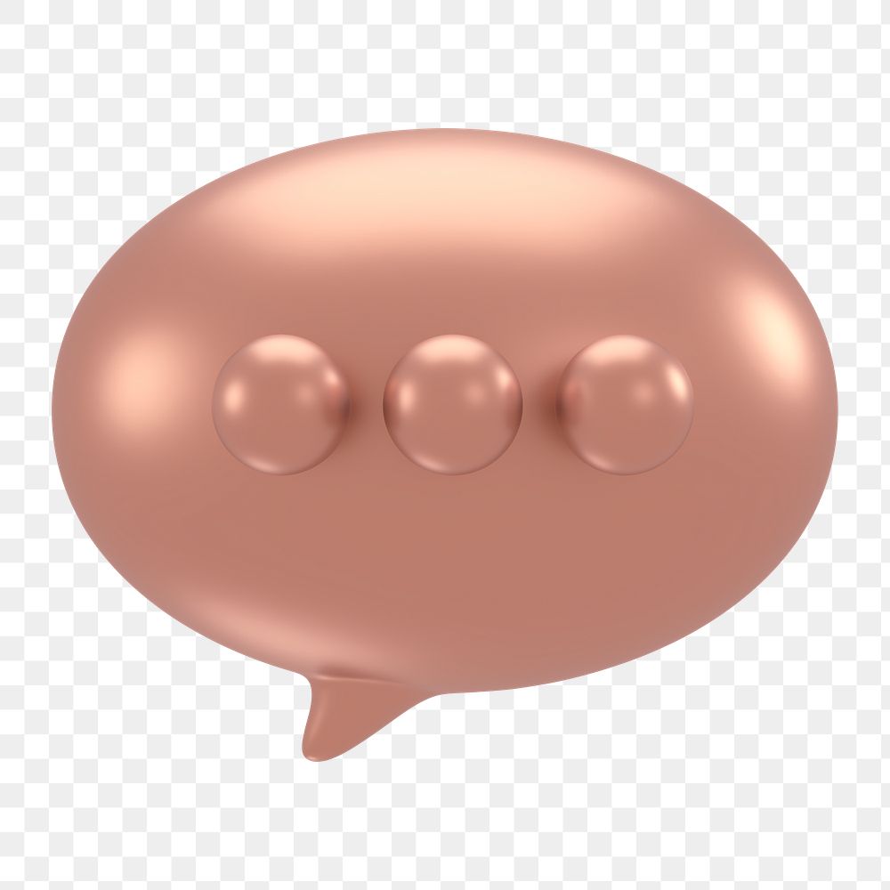 Speech bubble icon  png sticker, 3D rose gold design, transparent background