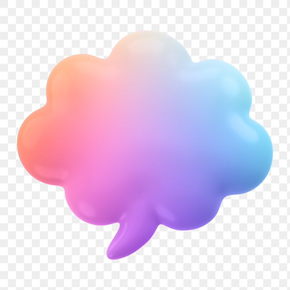 Speech bubble icon  png sticker, 3D gradient design, transparent background