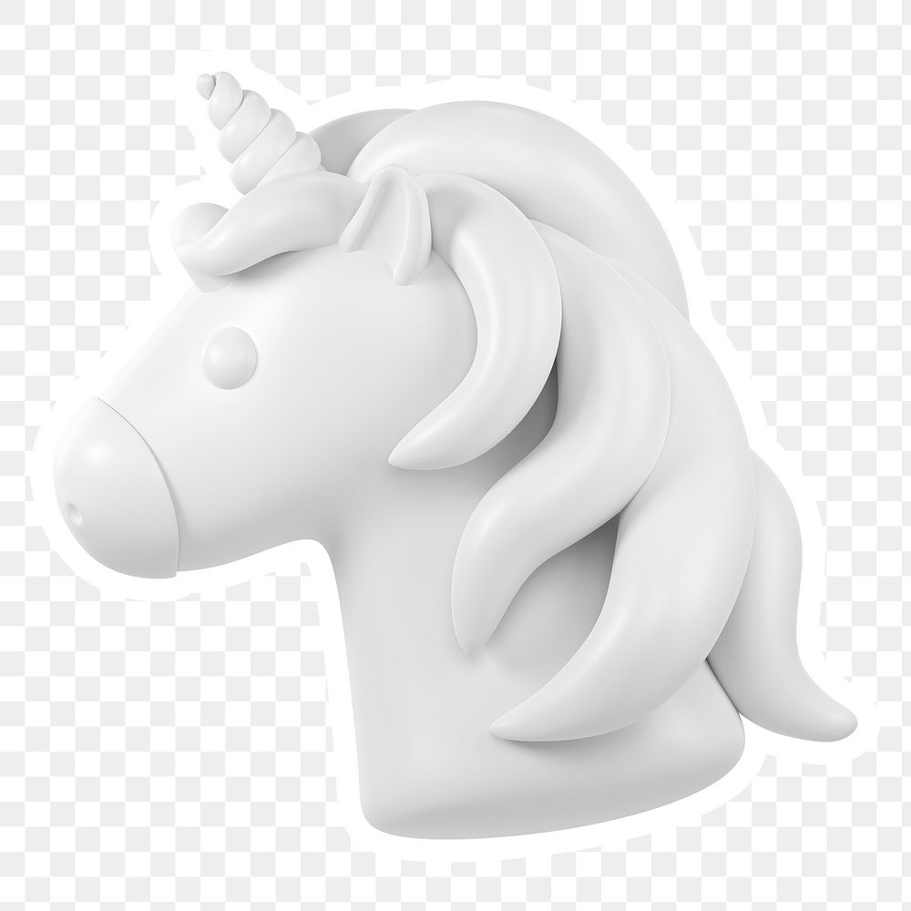 White unicorn  png sticker, transparent background