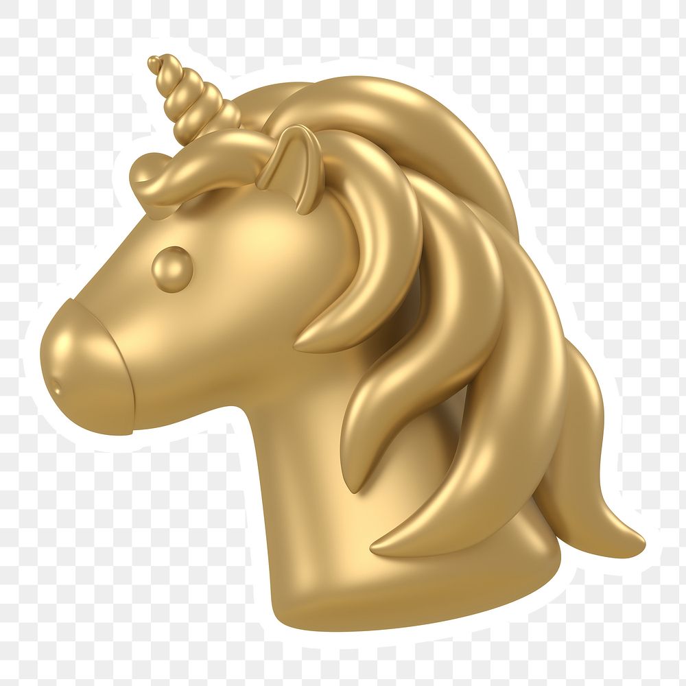 Gold unicorn  png sticker, transparent background