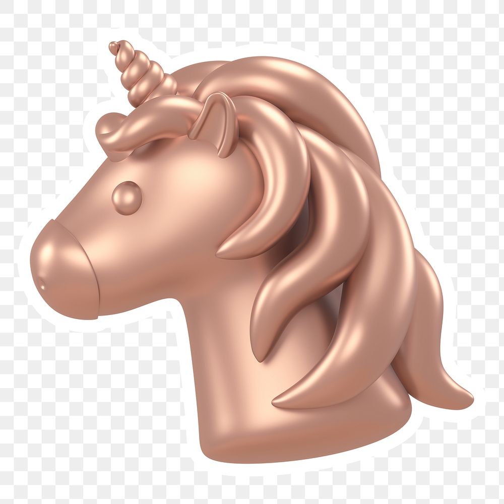 Rose gold  unicorn  png sticker, transparent background