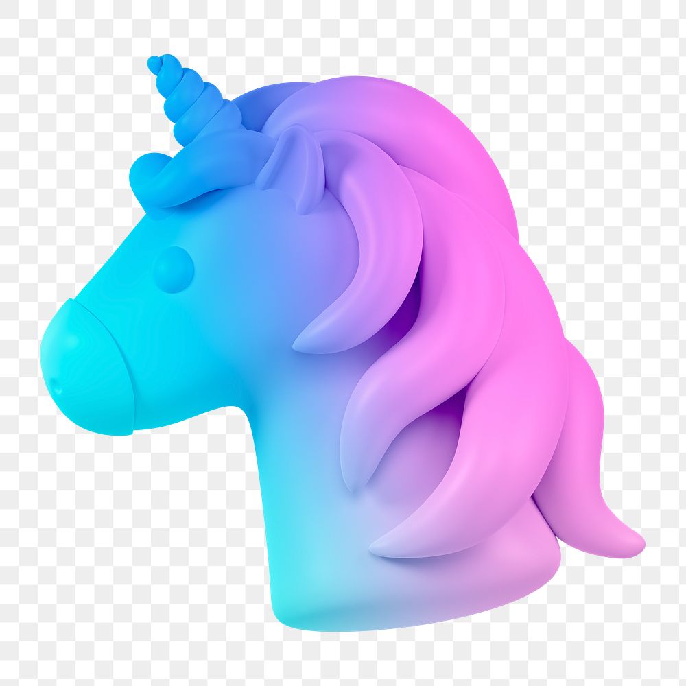 Unicorn icon  png sticker, 3D gradient design, transparent background