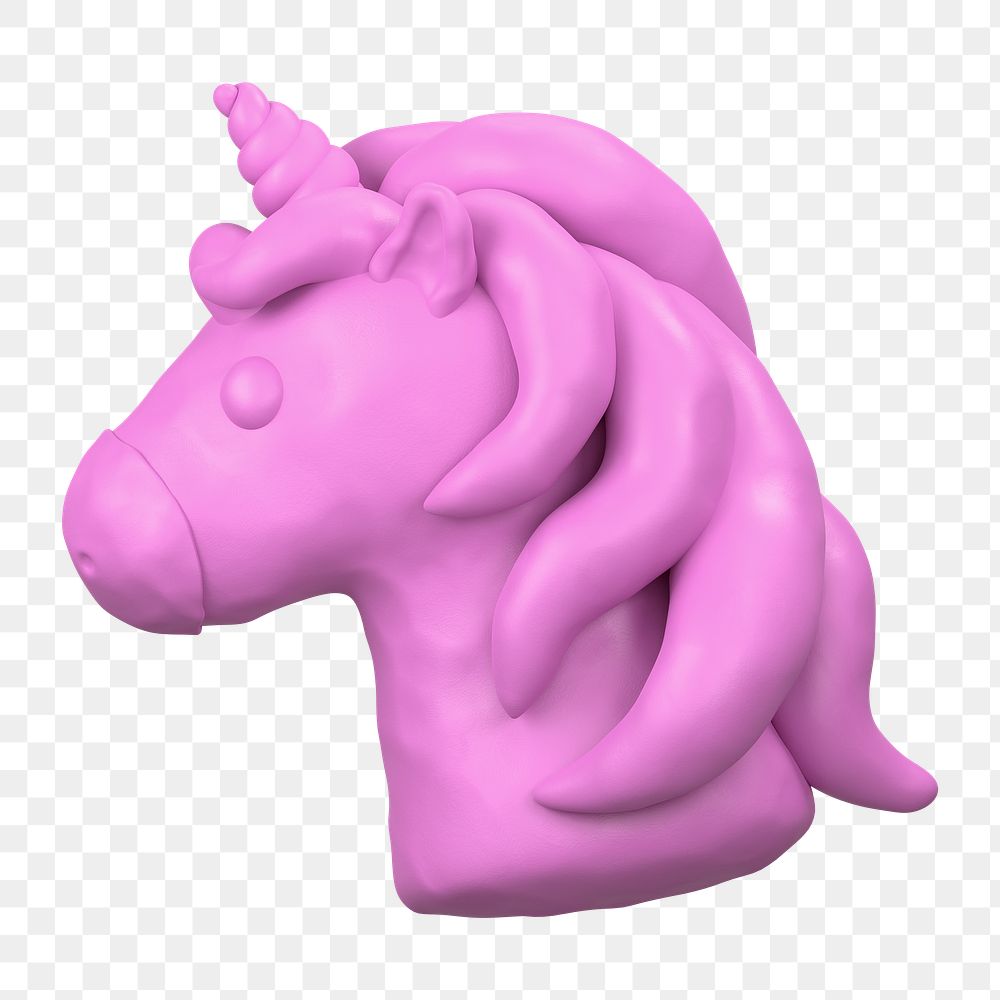 Unicorn icon  png sticker, 3D clay texture design, transparent background