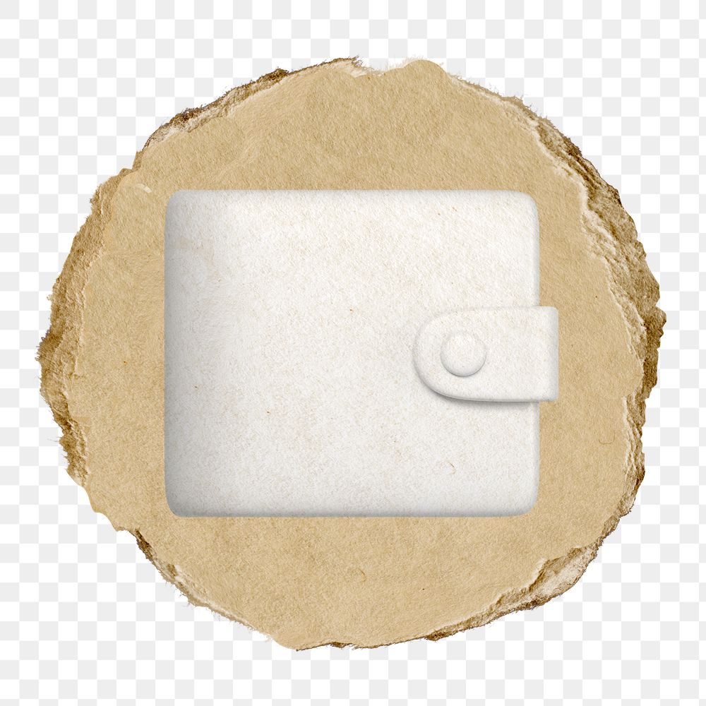 White wallet  png sticker,  3D ripped paper, transparent background
