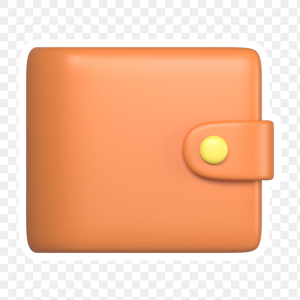 Orange wallet  png sticker, transparent background