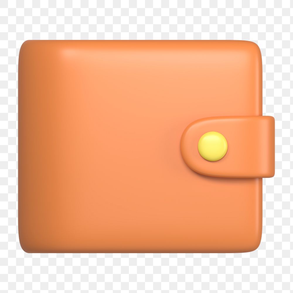 Wallet icon  png sticker, 3D rendering illustration, transparent background