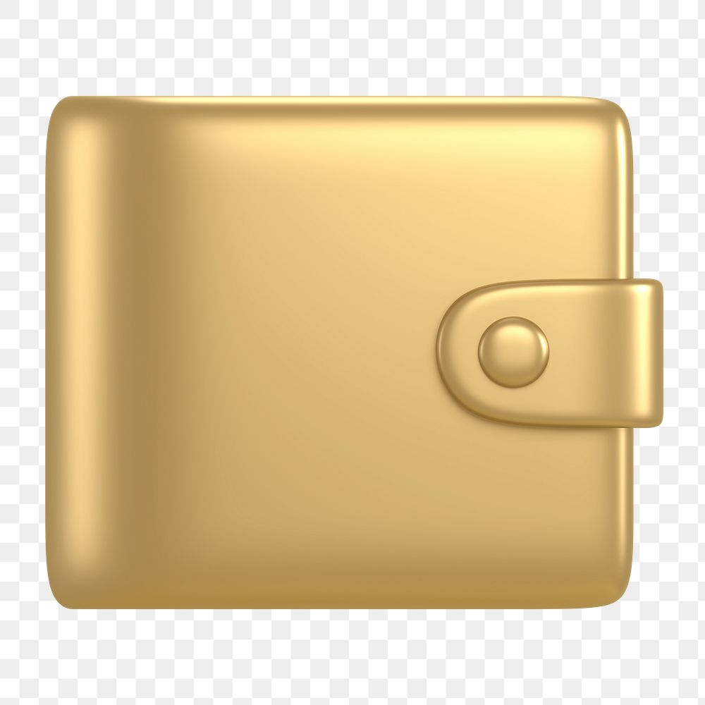 Wallet icon  png sticker, 3D gold design, transparent background