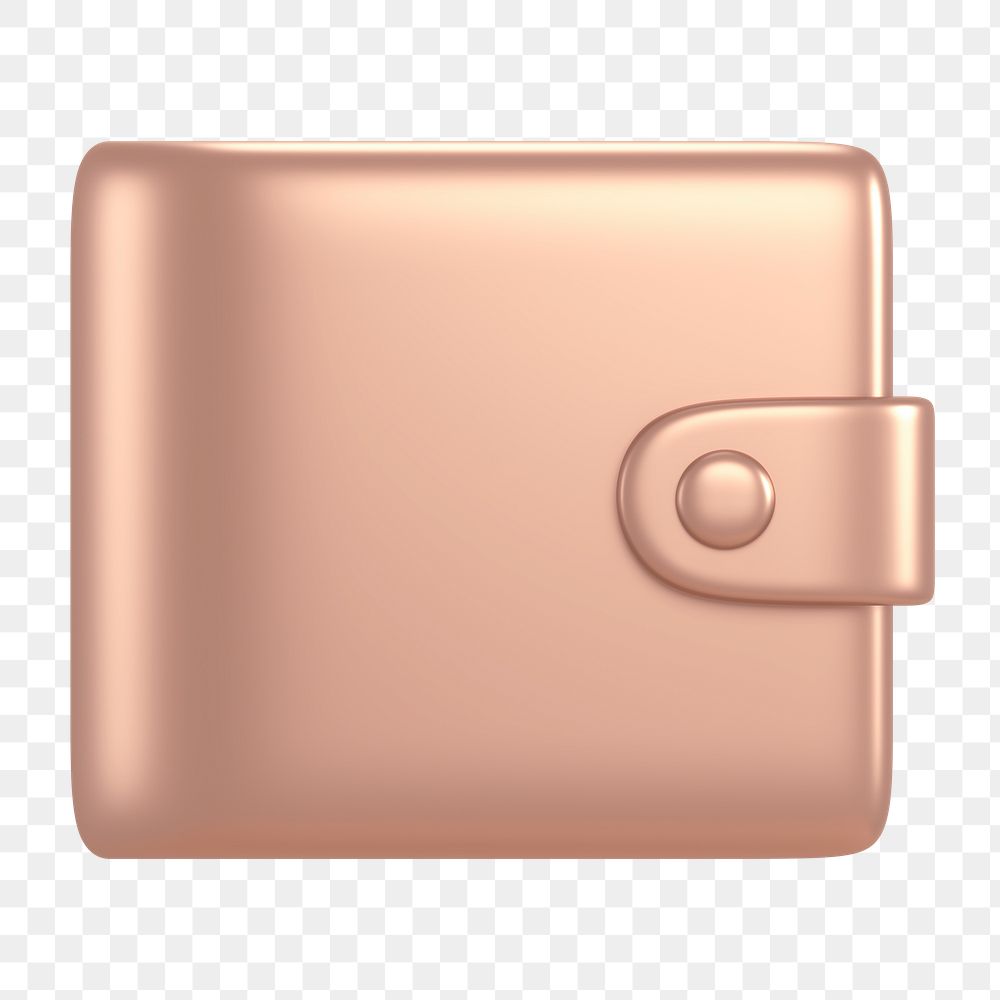 Wallet icon  png sticker, 3D rose gold design, transparent background