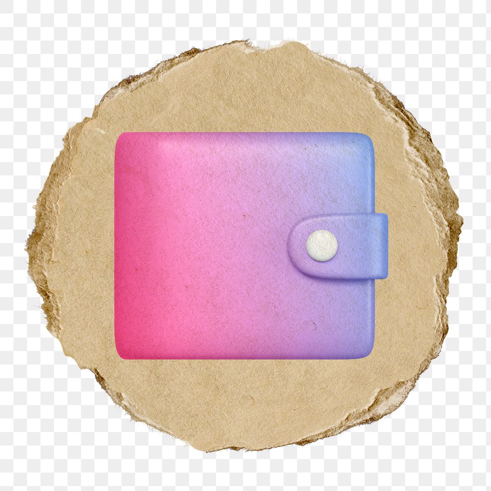 Pink wallet  png sticker,  3D ripped paper, transparent background