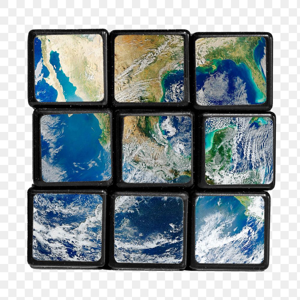 Environment png sticker, Puzzle cube design, transparent background