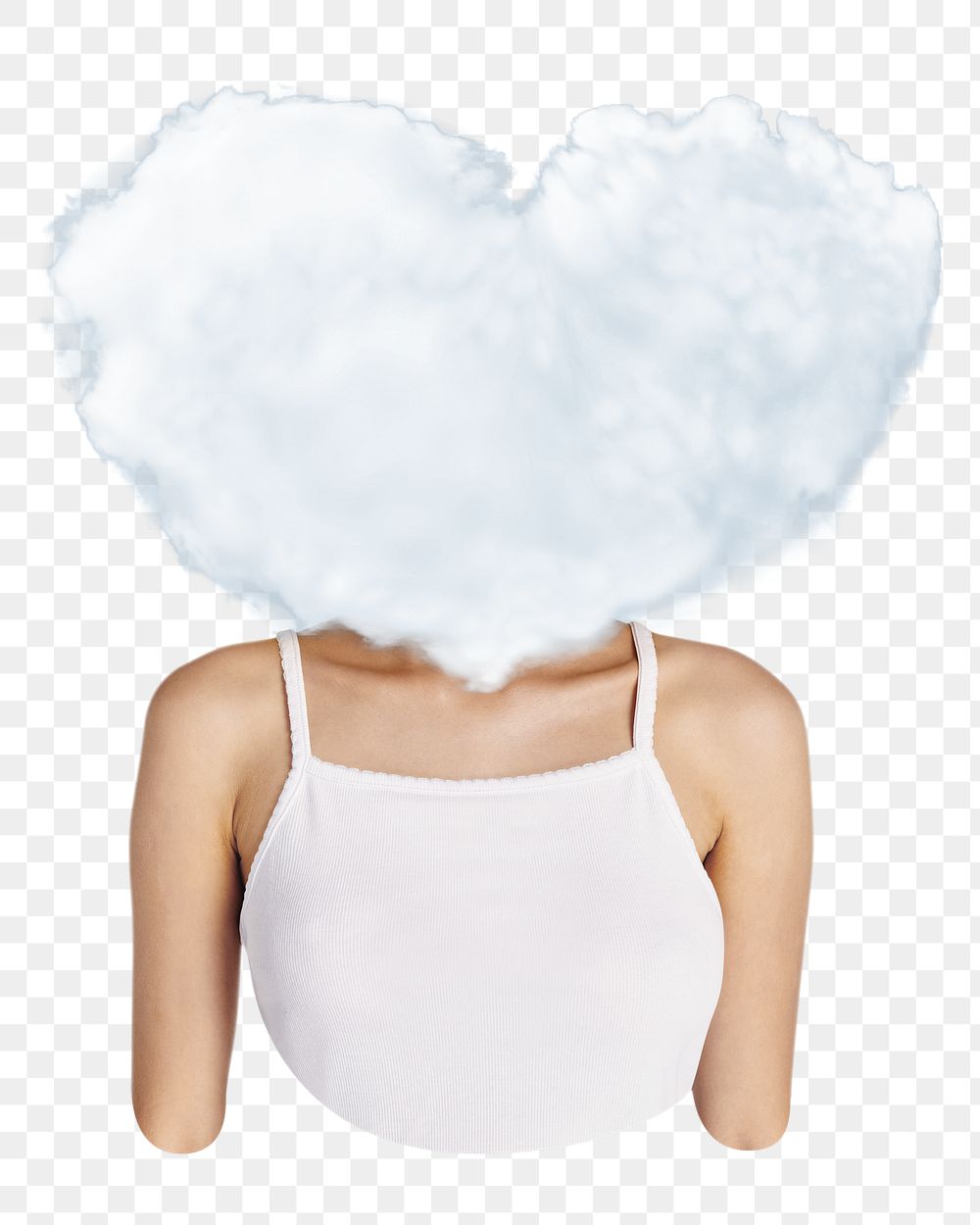 Cloud head png sticker, surreal woman, transparent background
