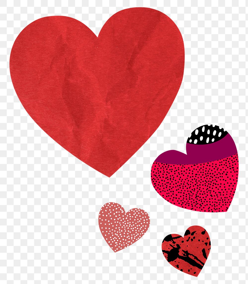 Red hearts png sticker, Valentine's day, transparent background