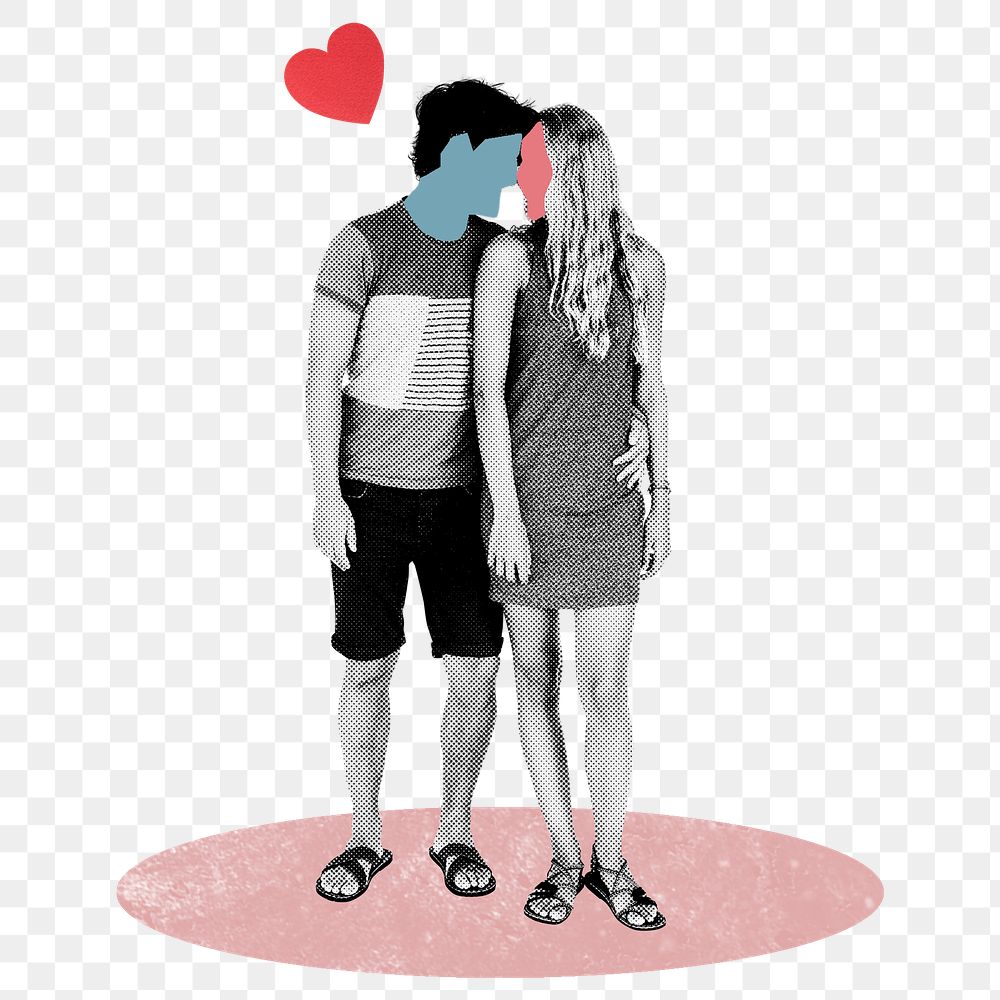 Couple love png sticker, Valentine's day design, transparent background