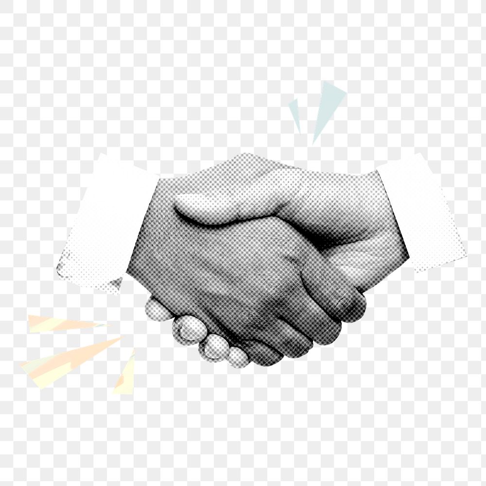 Handshake png sticker, business design, transparent background