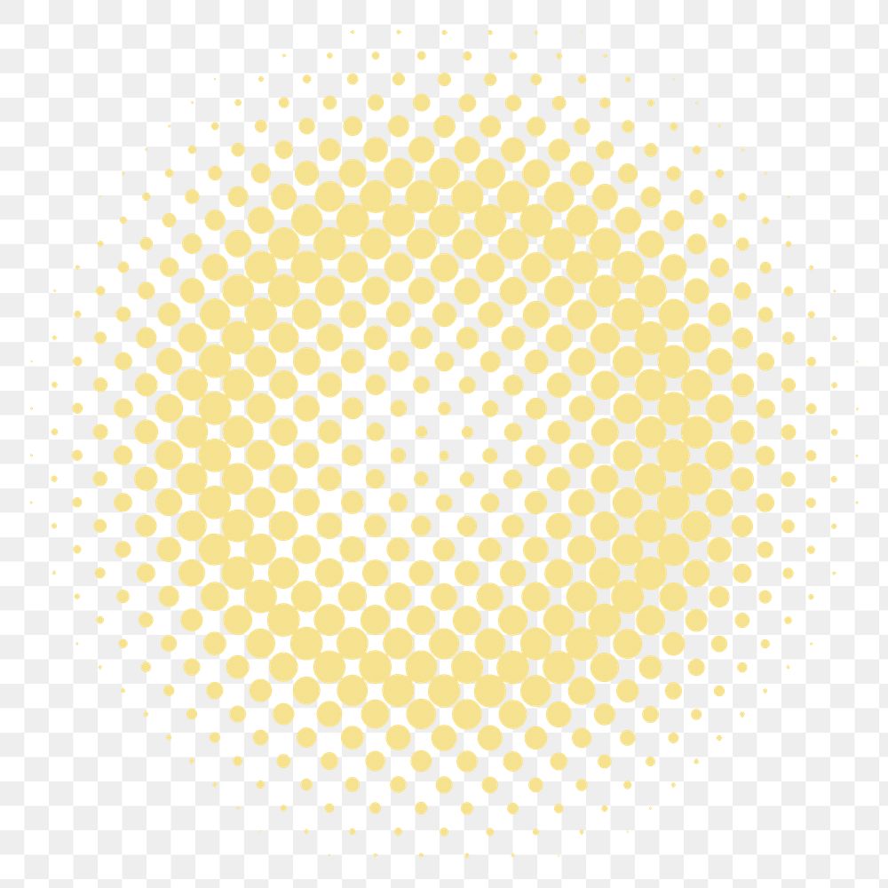 Png yellow halftone circle sticker, transparent background