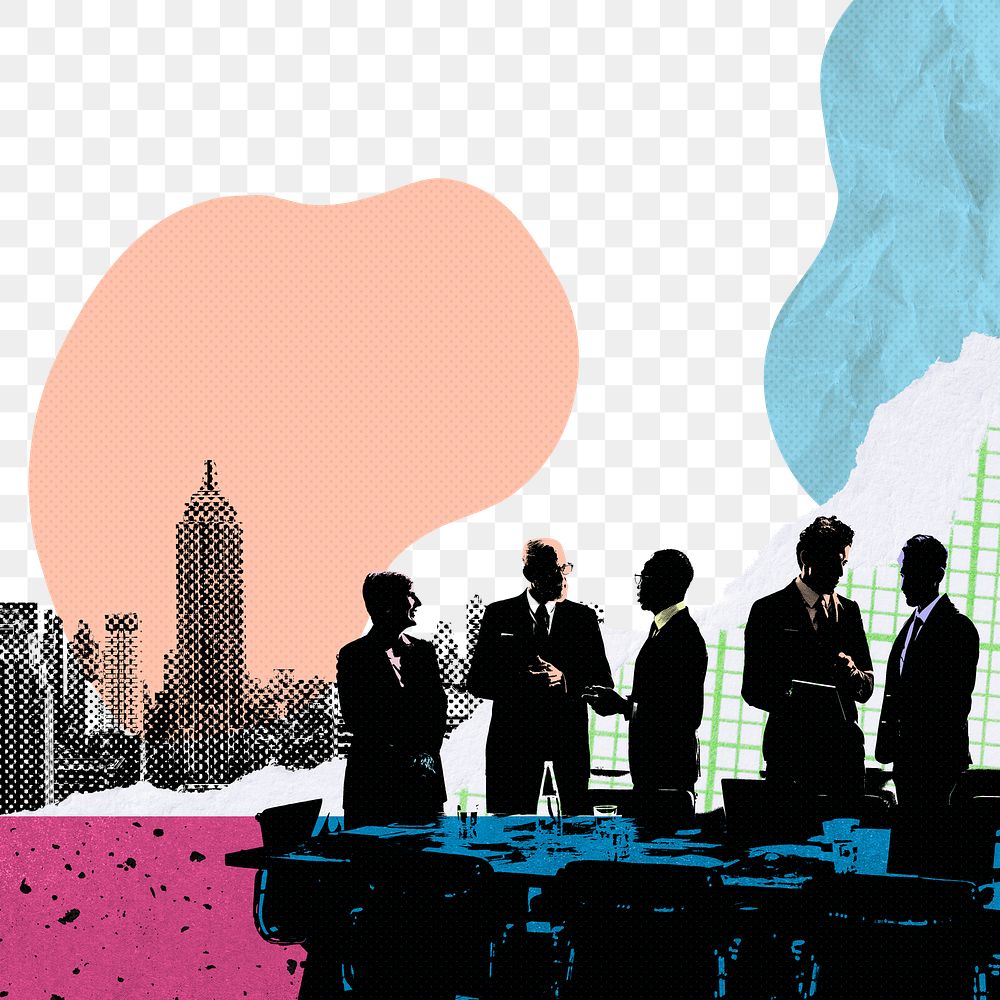 Business people png background, colorful illustration, transparent design