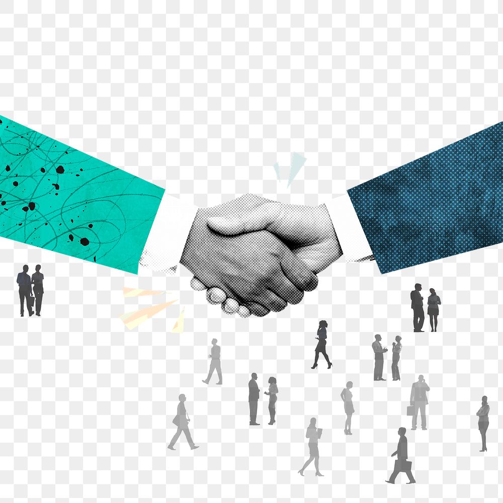 Business handshake png background, transparent design