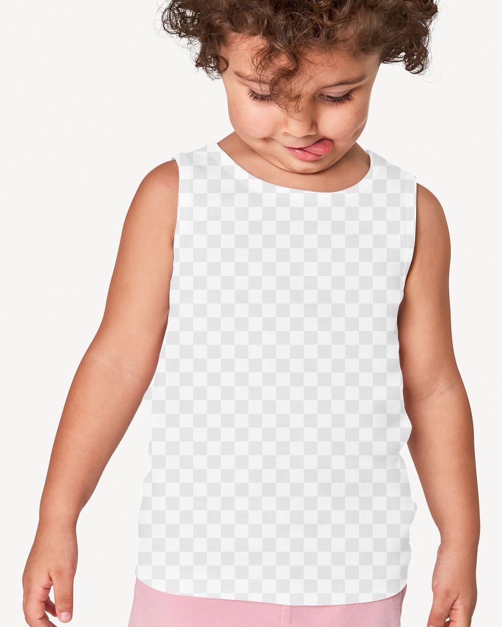 Png kid's tank top mockup, front view editable transparent design