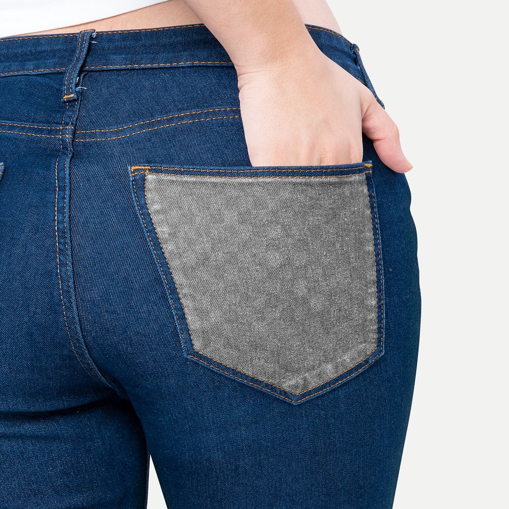Png blue jeans pocket transparent mockup 